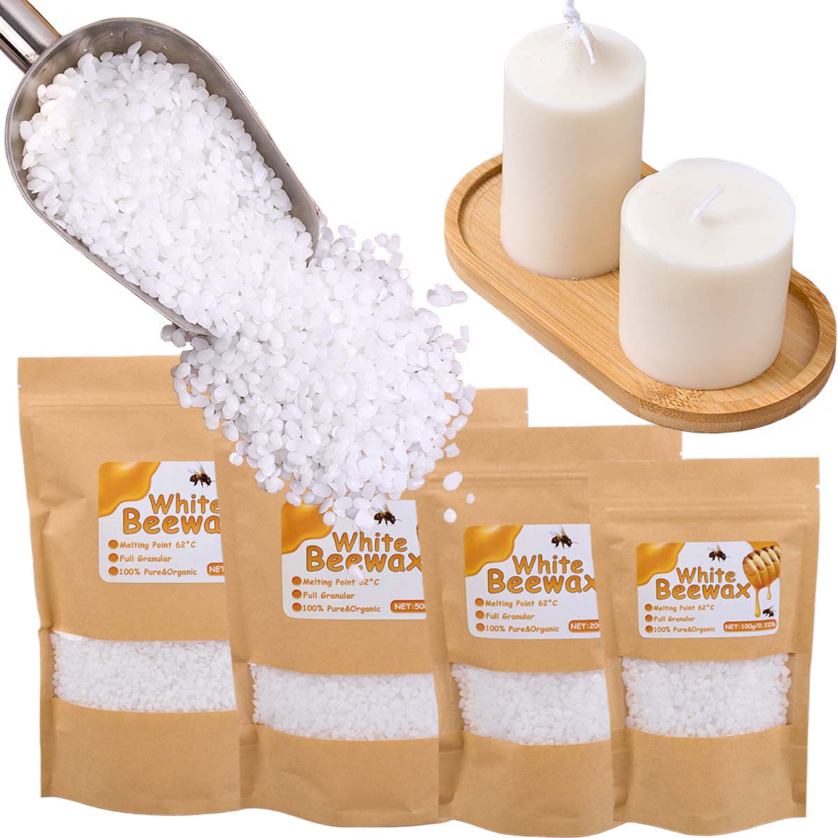 Candle Wick - White Beeswax Pure Natural Granular Scented
