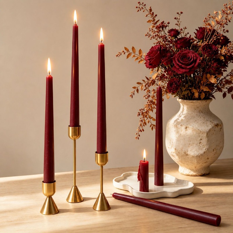 Burgundy Taper Candles, Long S - Silk Candle recension och pris