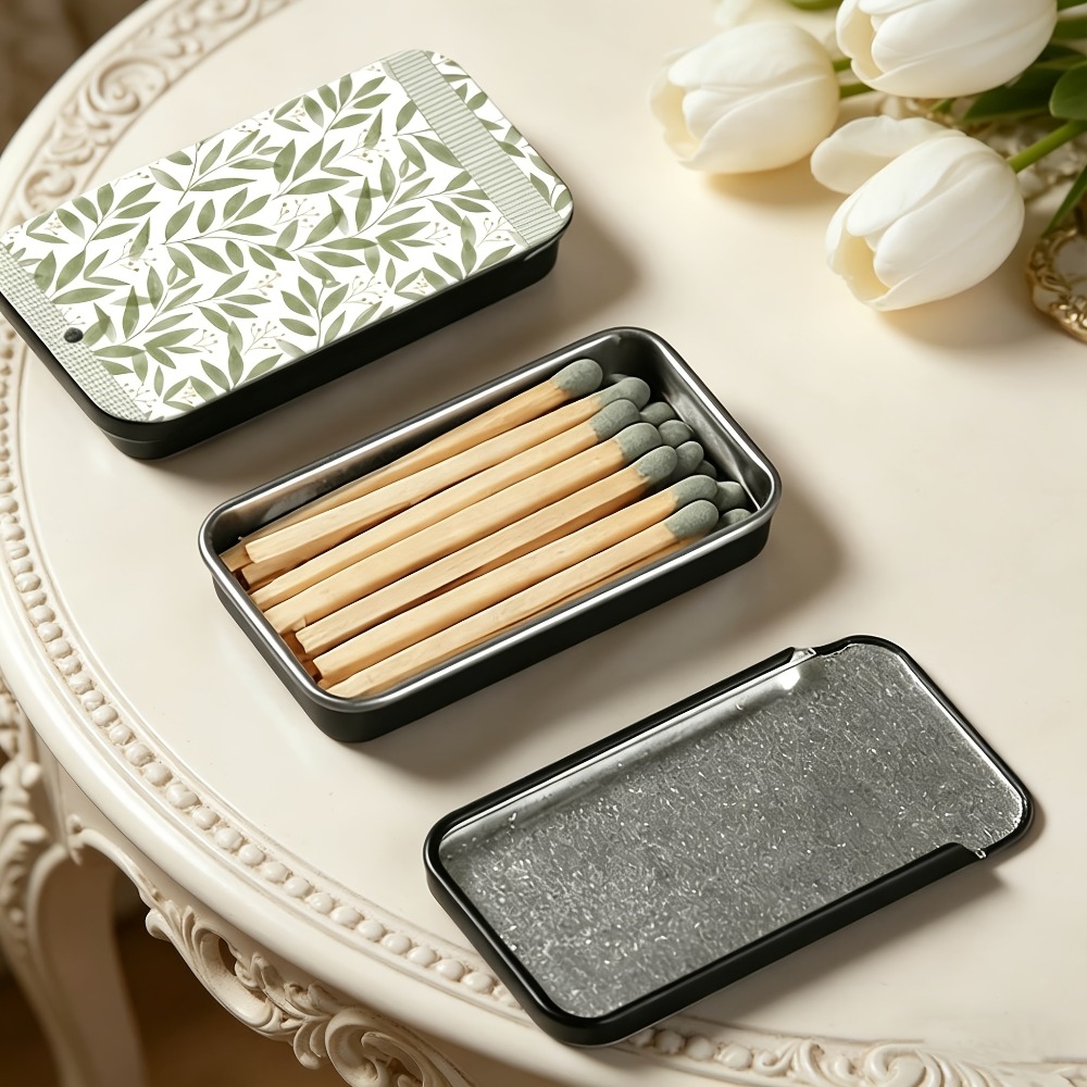 Green Leaf Pattern Tin Matchbo - Candle Lighter recension och pris