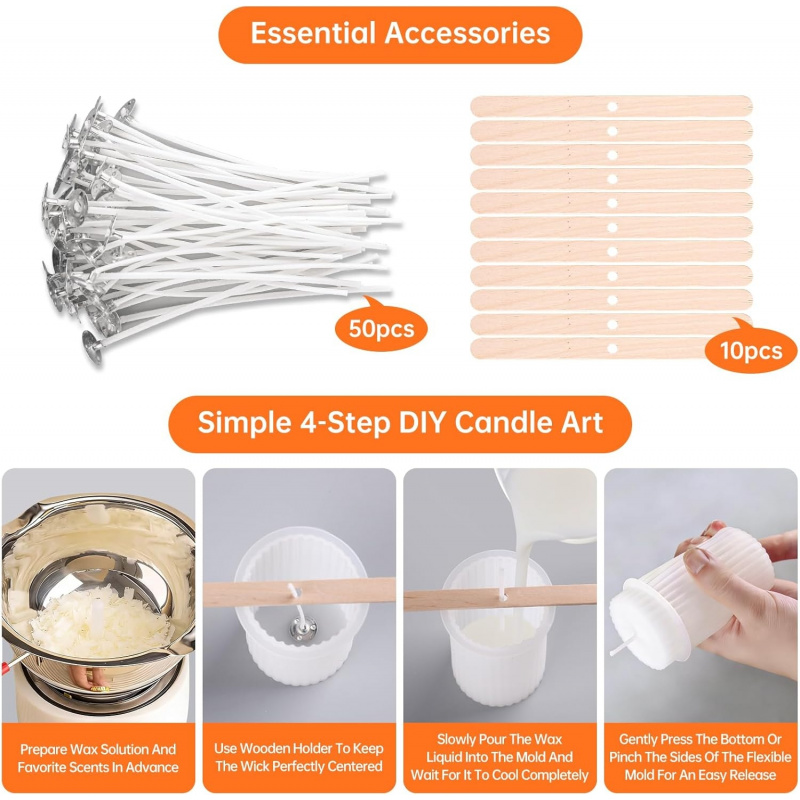 8 Silicone Candle Mold Set，Inc - Candle Wick recension och pris