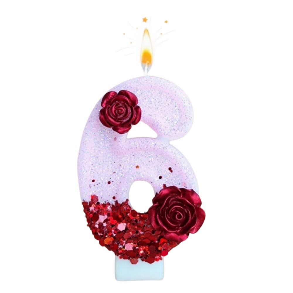 Number Pink Glitter Red Rose F - Silk Candle recension och pris