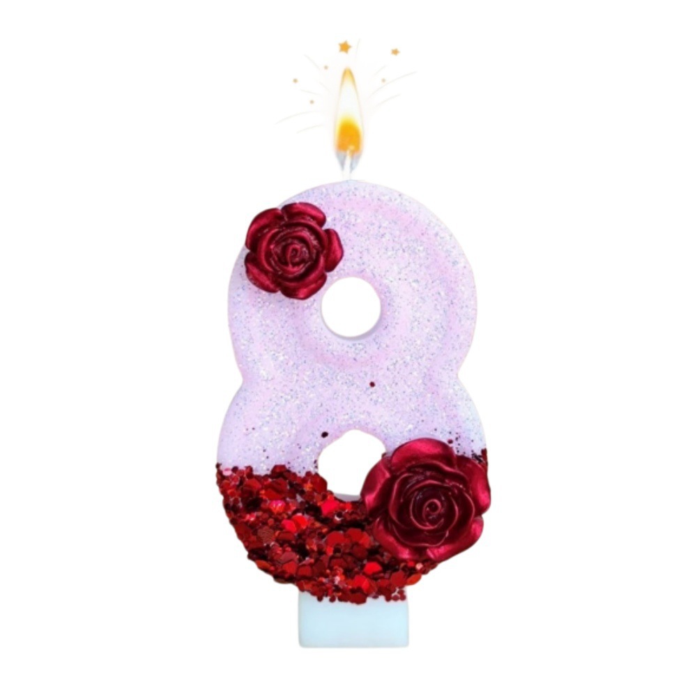 Number Pink Glitter Red Rose F - Silk Candle recension och pris